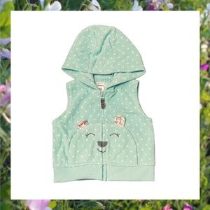CARTERS Baby Girl Aqua Blue / Green Fleece Hooded Vest